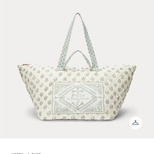 Polo by Ralph Lauren Cream Tote with Sage Green Print